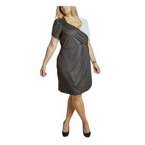 ULTRA FLIRT Womens Gray Jersey-knit Pull Over Short Sleeve Dress Plus 2X
